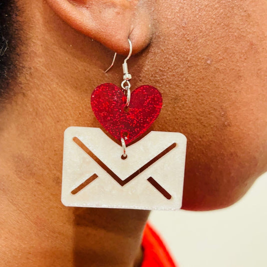 Heart Envelope Dangle Earrings